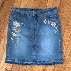 Jewel embellished Jean skirt